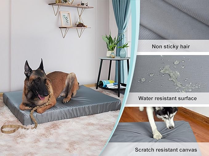 Explore Land Scratch Resistance Dog Bed Cover Canvas Washable Dog Crate Pad Replacement Cover, 40Lx27Wx4H inch, Charcoal
