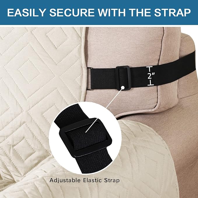 H.VERSAILTEX Reversible Sofa Slipcover Furniture Protector Water Resistant 2" Elastic Straps Sofa Cover Couch Covers Pets Kids Fit Sitting Width Up to 78" (Oversized Sofa: 86" x 132", Ivory/Beige)