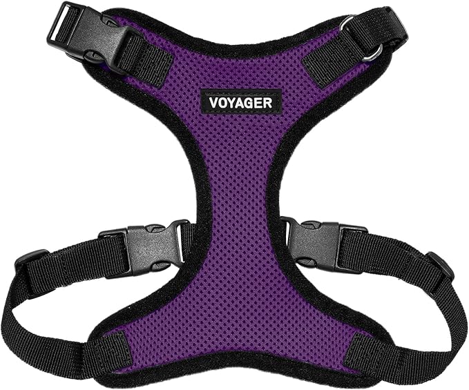 Voyager Step-in Pet Harness - All Weather Mesh, Adjustable Step in Harness for Cats and Dogs by Best Pet Supplies - Purple/Black Trim, L