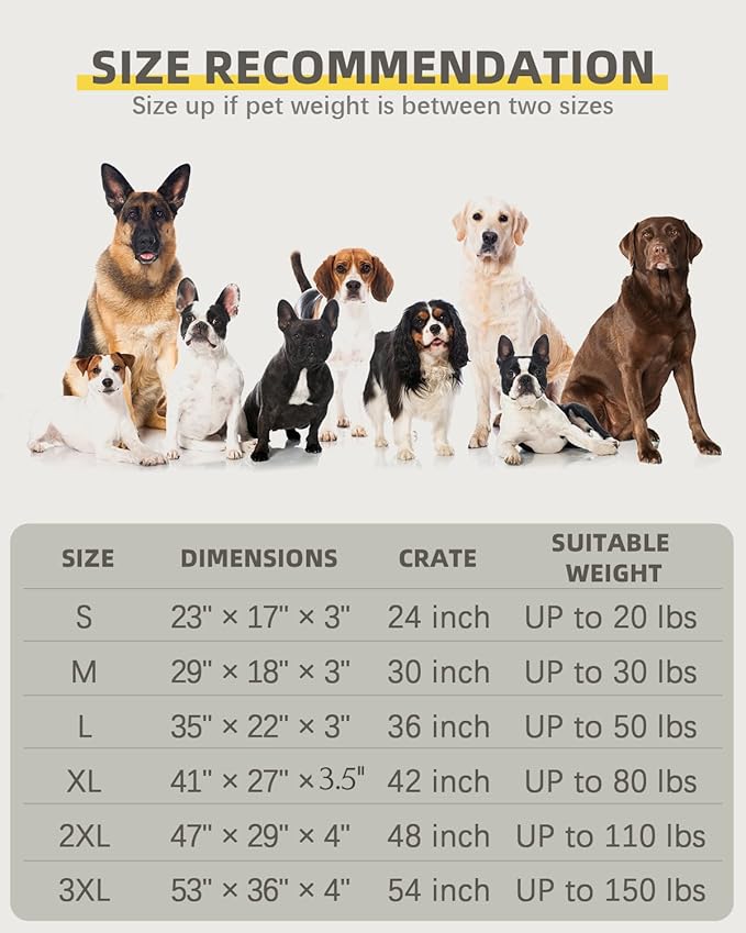 Orthopedic Dog Beds for Medium Dogs Waterproof Dog Bed for Crate, with Removable Washable Cover and Non-Slip Bottom, 29x18 Inch, Light Gray