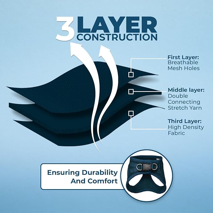 Best Pet Supplies Voyager Step-in Air Harness - All Weather Mesh, Reflective, No Pull Harness for Dogs, Cats - Secure with Hook & Loop Fastener, Buckle, Double D-Rings - Blue, XXS