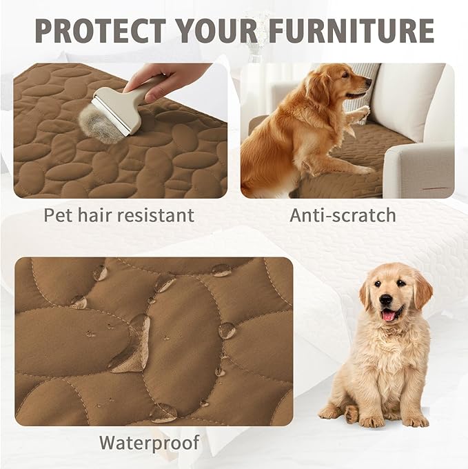 Ameritex Waterproof Pet Bed Cover Anti-Slip Dog Bed Blanket for Sofa and Furniture Waterproof New Pattern Design (Camel, 30x80 Inch (Pack of 1))
