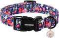 DOGWONG Blue Flower Dog Collar, Cute Adjustable Floral Collar, Girl Female Dog Collar with Strong Plastic Buckle for Small Medium Large Dogs,S