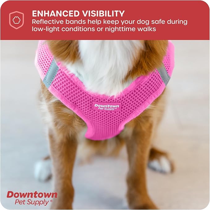 Downtown Pet Supply Step-in Dog Harness – No Pull, Adjustable Padded Mesh with Reflective Trim, Secure Buckle Strap – Comfortable & Breathable Small Dog Harness, Small, Pink
