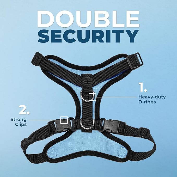Voyager Step-in Pet Harness - All Weather Mesh, Adjustable Step in Harness for Cats and Dogs by Best Pet Supplies - Baby Blue/Black Trim, M