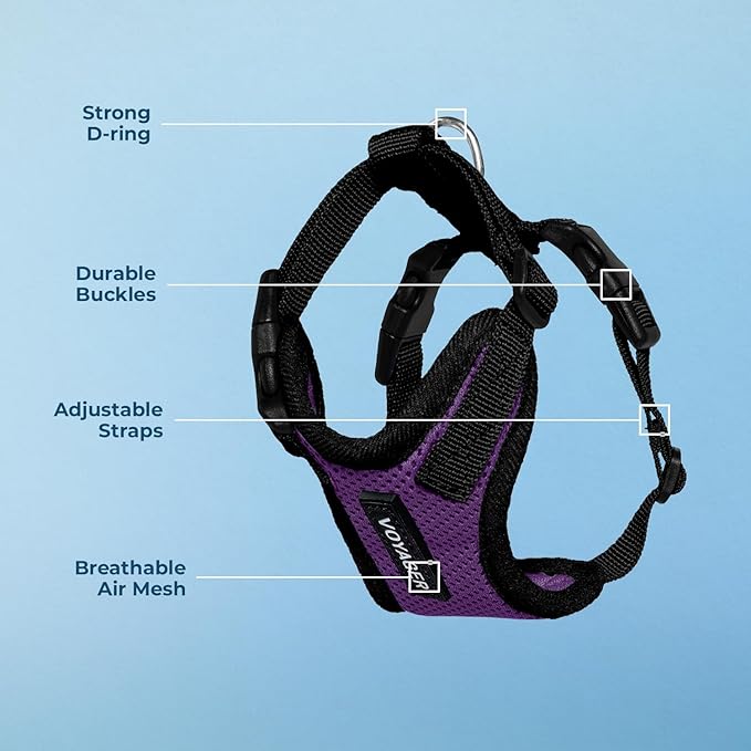 Voyager Step-in Pet Harness - All Weather Mesh, Adjustable Step in Harness for Cats and Dogs by Best Pet Supplies - Purple/Black Trim, XL