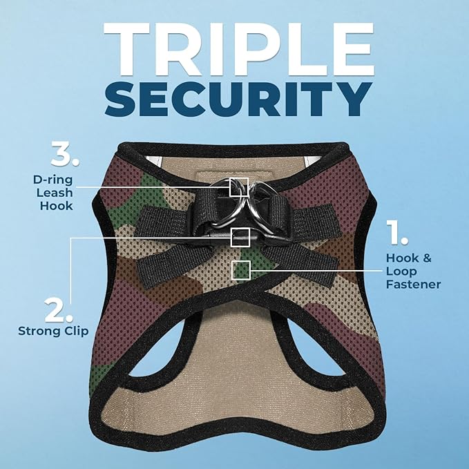 Best Pet Supplies Voyager Step-in Air Harness - All Weather Mesh, Reflective, No Pull Harness for Dogs, Cats - Secure with Hook & Loop Fastener, Buckle, Double D-Rings - Army/Black Trim, XXXS