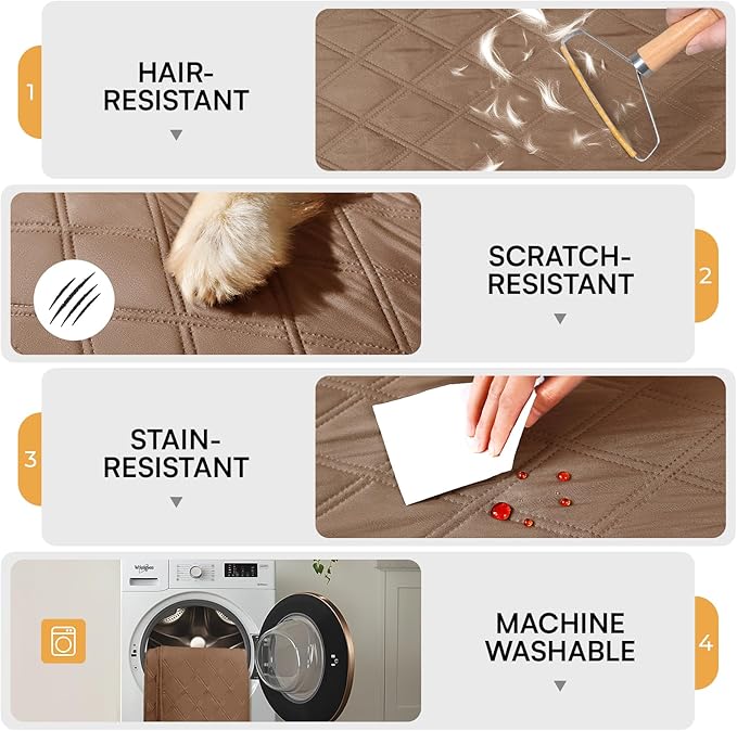 Luciphia 100% Waterproof Couch Cover Blanket for Dogs Anti-Slip Pet Couch Protector Sofa Mat Puppy Cat Blanket with Non-Slip Bottom, Light Brown Khaki, 52x82 Inch