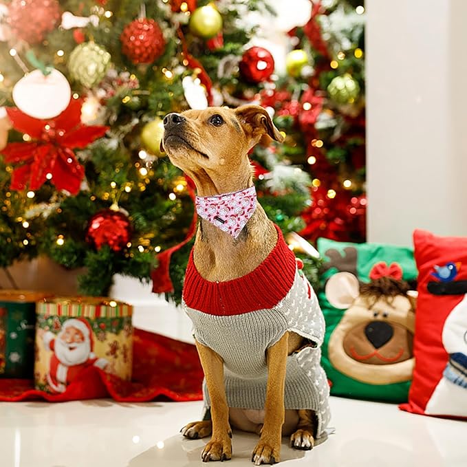 ARING PET Christmas Dog Bandanas, Pink Santa Claus Holiday Pet Bandana Scarf Triangle Bibs for Puppy Small Medium Large Boy Girl Dogs Cats-S
