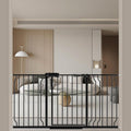 WAOWAO Baby Gate 52.76-62.2" Extra Wide Pressure Mounted Walk Through Swing Auto Close Safety Black Metal Toddler Kids Child Dog Pet Puppy for Stairs,Doorways,Kitchen
