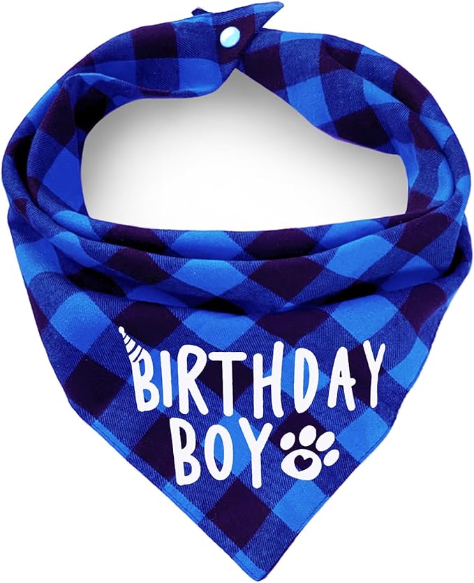 Plaid Dog Bandana with Button, Dual Layer Soft Cotton Triangle Dog Scarf Kerchief Washable Girl Boy Dog Bandanas Adjustable Accessories for Small Medium Large Extra Large Dog Puppy Pet