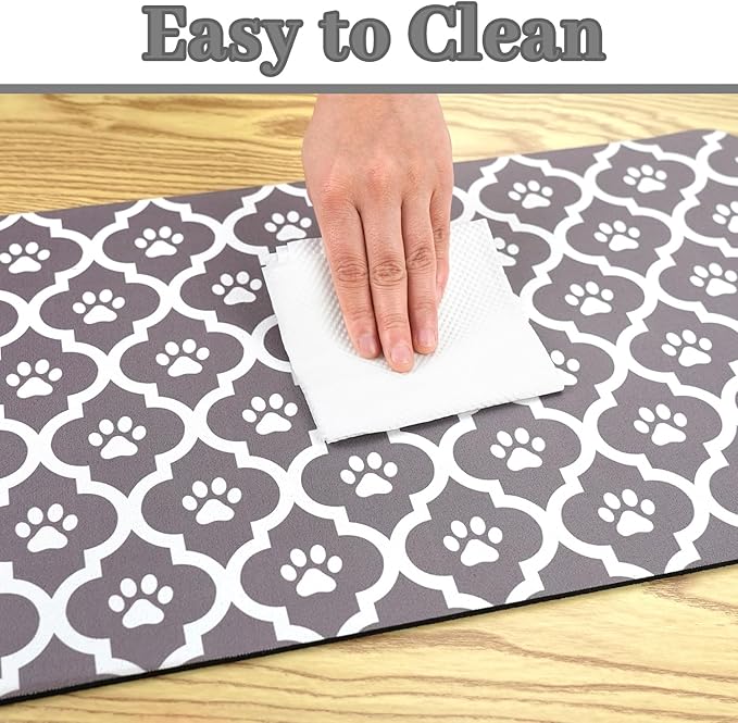 Dog Food Mat 12X20 Inch Pet Feeding Absorbent Mats for Floor Cat Water Bowl Placemats Non-Slip Washable Dog Mat for Food and Water
