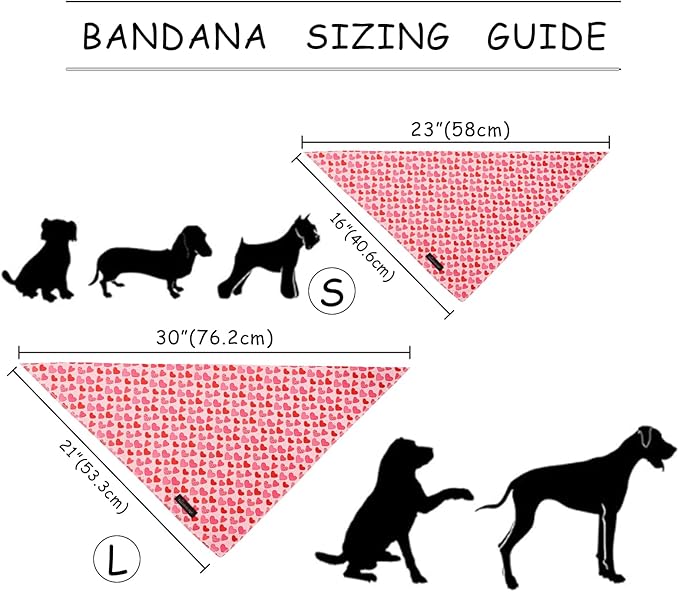 ARING PET Valentine Dog Bandana, Cute Pink Red Pink Pet Bandanas Scarf Triangle Bibs Handkerchief for Puppy Small Medium Large Boy Girl Dogs-L