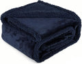 Waterproof Dog Blanket for Large Dogs - Reversible Washable Pet Blanket, Soft Sherpa Fleece Furniture Protector, Cat Throw Bed Couch, Navy,50"x60"