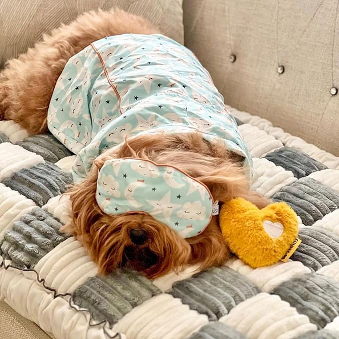 FUNNY FUZZY Pet Couch Covers for Sofa, Couch Covers for Dogs Washable Dog Couch Cover Protector Cream-Colored Furniture Sofa Covers for Dog Handmade Pure Cotton Pet Bed Mat (Grayish Blue, 27.6"×59.1")