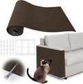 Cat Scratch Furniture Protector - 158" x 17" Trimmable Self-Adhesive Cats Claws Scratch Pads, DIY Cat Climbing Couch Protector for Scratch Post Cat Tree Replacement Indoor (Brown)