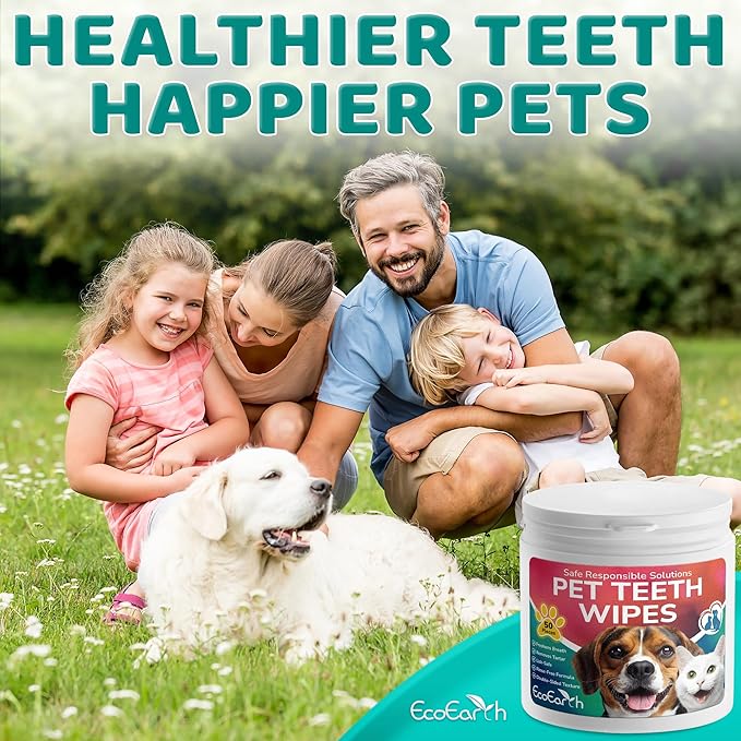Premium Teeth Cleaning Wipes for Dogs & Cats - 50 Pcs - Pet Dental Care Finger Pads for Fresh Breath & Oral Hygiene - Embossed Pattern & Nano Plastic-Dotting to Remove Plaque & Tartar