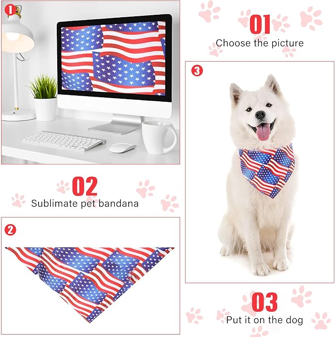 Weewooday 6 Pieces Sublimation Heat Transfer Dog Bandana Triangle Dog Scarf Polyester Pet Bandana DIY Handkerchief Bib for Dogs Puppy