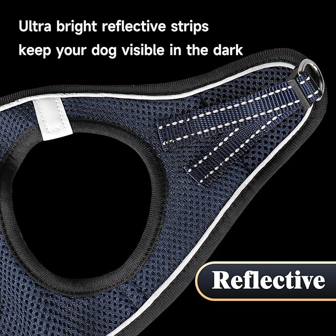 YIMEIS Dog Harness and Leash Set, No Pull Soft Mesh Pet Harness, Reflective Adjustable Puppy Vest for Small Medium Large Dogs, Cats (Navy & Black, Small (Pack of 1)