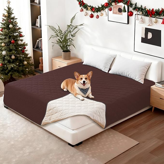 Waterproof Couch Covers for Pets, Waterproof Dog Bed Cover, Anti-Slip Soft Dog Blankets, Couch Cover for Dogs Washable, Pet Blanket for Puppy Large Dogs Cat (82x102 Inch, Coffee)