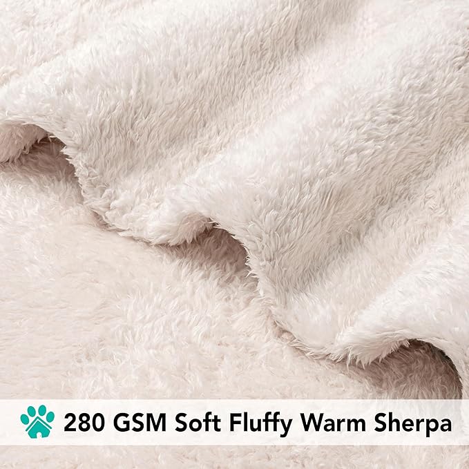 PetAmi Dog Blanket for Large Medium Dogs, Beige Fluffy Soft Sherpa Fleece for Puppy, Kitten, Doggie - Calming Pet Throw for Bed, Washable Sofa Couch Cover, Large 40x60