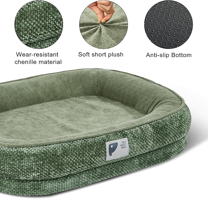 Orthopedic Cat Bed for Puppy & Kitten,Cat Sofa Bed with Egg Crate Foam Four Sided Dog Couch Beds with Removable Cover & Non-Slip Bottom Green XS