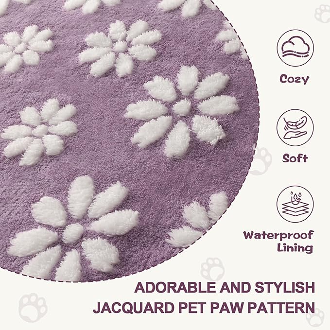 Waterproof Blanket for Dog Puppy Cat, Cute 3D Textured Flower Dog Blanket for Bed Couch Sofa, Soft Liquid Pee Proof Pet Furniture Protector, 30"x40", Purple