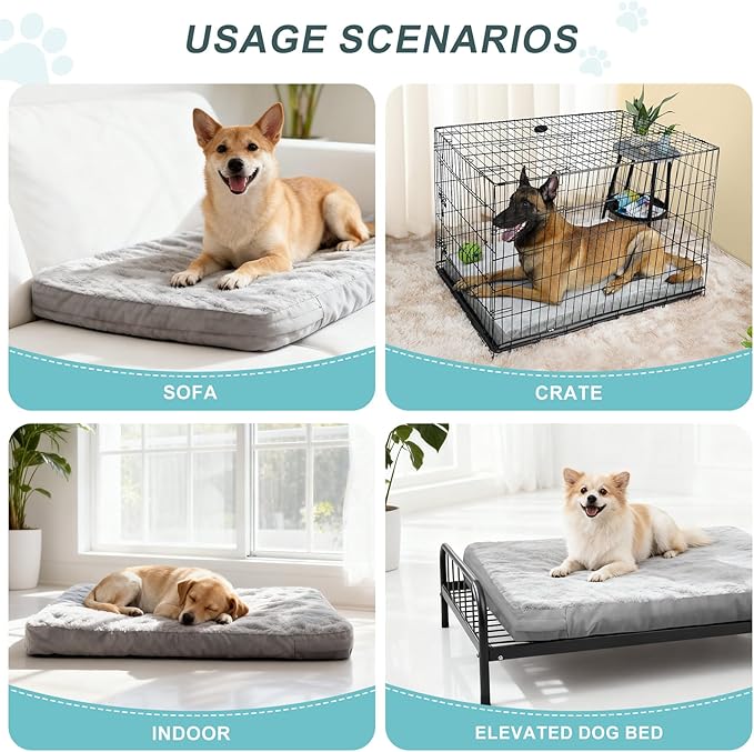 Explore Land Waterproof Dog Bed Cover Machine Washable Fluffy Dog Bed Replacement Cover, 36Lx27Wx4H inch, Gray