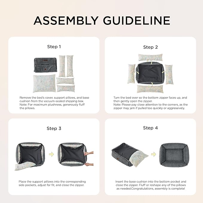 Bedsure ComfyFleece™ Cute Dog Beds Large Sized Dog - Washable Furry Pet Beds, Rectangle Orthopedic Corduroy Fleece Puppy Beds with Removable Zipper Cover, 20x19x6 inches,Night Blue