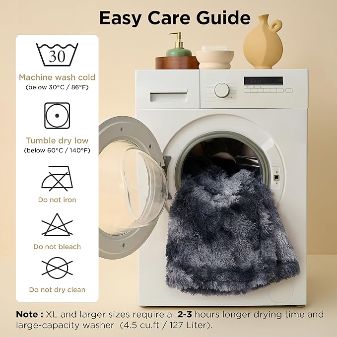 Bedsure Waterproof Dog Blankets for Large Dogs - Cat Blanket for Bed Couch Protector Washable Long Faux Fur, Calming Soft Reversible Throw Furniture Protection for Puppy Pet, 60"x80", Tie-dye Grey