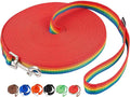AmaGood Dog/Puppy Obedience Recall Training Agility Lead-15 ft 20 ft 30 ft 50 ft Long Leash-for Dog Training,Recall,Play,Safety,Camping (20feet, Rainbow)