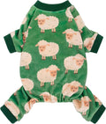 Fitwarm Funny Sheep Dog Pajamas, Warm Winter Dog Clothes for Small Dogs Boy Girl, Cozy Pet Onesie with Feet, Green, White, XL