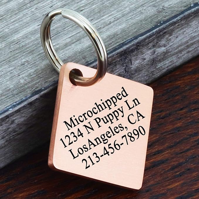Ultra Joys Stainless Steel Pet ID Dog Name Tag - Personalized Front and Back Engraving, Customized for Dogs and Cats, Optional Both Sides Engraving, Diamond Mountain Rose Gold Small