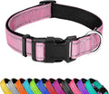 Reflective Dog Collar, Adjustable Soft Neoprene Padded Nylon Pet Collars with Buckle for Extra Large Dogs, Light Pink,XL