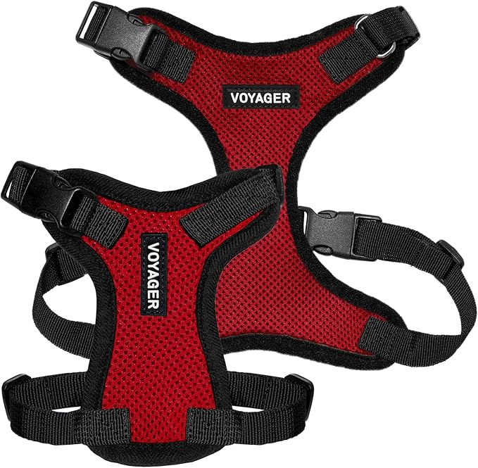 Voyager Step-in Pet Harness - All Weather Mesh, Adjustable Step in Harness for Cats and Dogs by Best Pet Supplies - Red/Black Trim, XL
