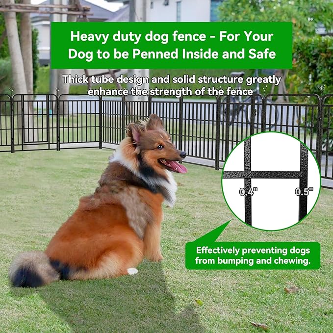Dog Fence Outdoor 16 Piece Panels 32" Height, Square Steel Pipe with Reinforced Crossbars, Anti-Rust Heavy Duty Dog Playpen with Doors Portable for Yard RV Camping, Total 36FT, 103 Sq.ft, Snowy Black