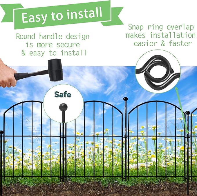 Decorative Garden Fence 17in(H)x13in(W), 26 Pack Rustproof Metal No Dig Fence Animal Barrier for Dog, Arched Flower Bed Edging Ornamental Wire Border Panel Fencing for Yard Patio Outdoor Decor