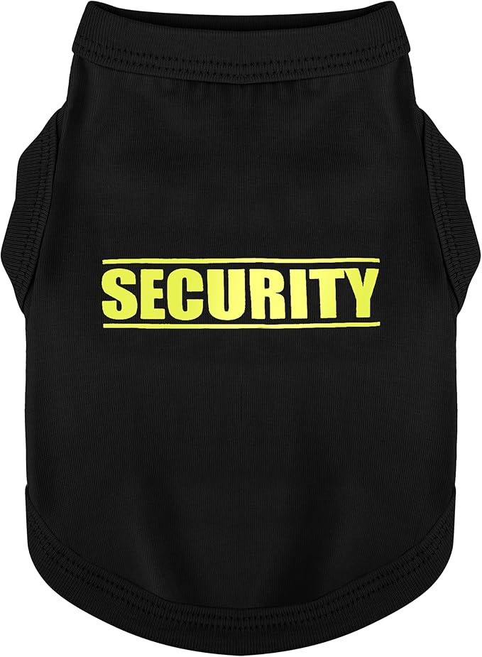 Discover Cozy Cotton Canine Wear: Soft, Lightweight, and Breathable Dog Shirt Vest with Eye-Catching Graphics(Security), Keeping Your Furry Friend Warm and Comfy! Black 4XL