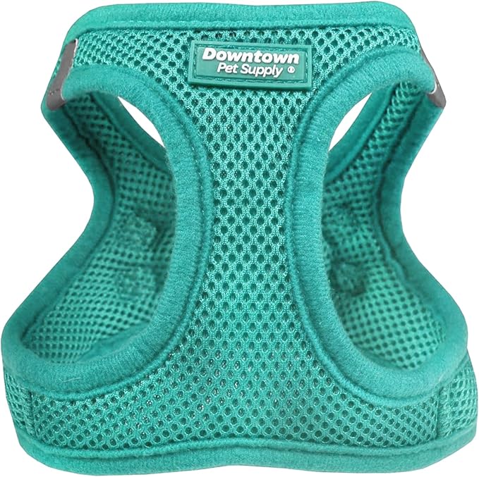 Downtown Pet Supply Step in Dog Harness for Small Dogs No Pull, Large, Bermuda Blue - Adjustable Harness with Padded Mesh Fabric and Reflective Trim - Buckle Strap Harness for Dogs
