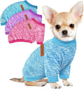 3 Pack Dog Sweaters for Small Dogs Girl Boy Winter Fleece Clothes Warm Soft Dog Sweatshirt Outfit for Dogs Cats Pet Apparel (Rose+Light Blue+Purple, XX-Small)