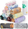 Chumia 18 Pcs Fleece Pet Blanket Soft Warm Sleep Mat Fluffy Cute Puppy Supplies Paw Bone Star Elephant Dot Heart Print Design Bed Blankets for Dog Cat Kitten Animals(23 x 16 Inch,Cute)