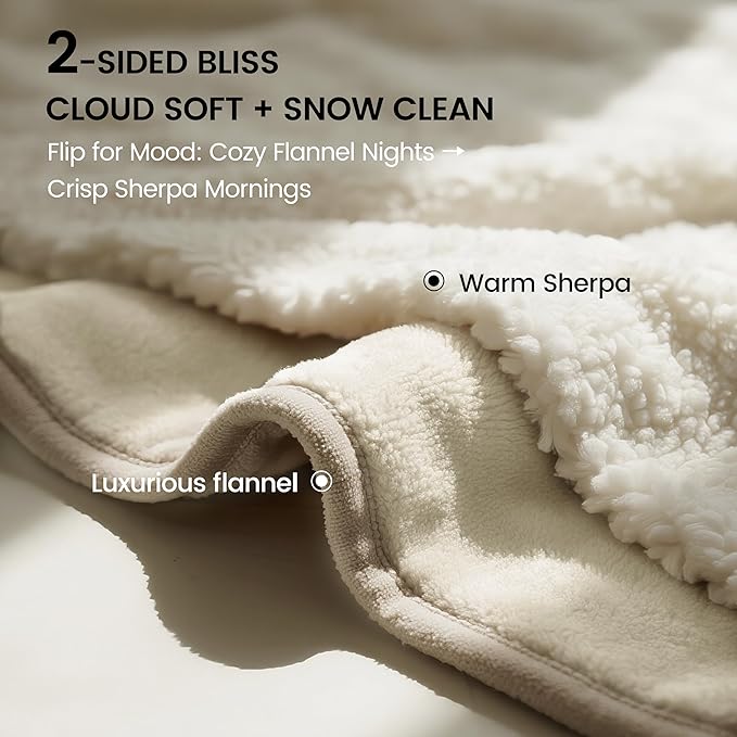 gogobunny Waterproof Bed Blanket, Reversible Sherpa Fleece Throw Blanket for Dog Puppy Cat, Furniture Cover Protects Bed Couch Sofa from Liquid Pee and Pet Fur (Cream, 50x60 inches)