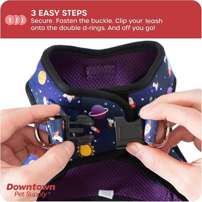 Downtown Pet Supply Step-in Dog Harness – No Pull, Adjustable Padded Mesh with Reflective Trim, Secure Buckle Strap – Comfortable & Breathable Small Dog Harness, X-Small, Space