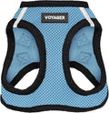 Best Pet Supplies - All Weather Mesh / Plush, Reflective, No Pull Harness for Small, Medium Dogs, Cats - Secure with Hook & Loop Fastener, Buckle, Double D-Rings - Baby Blue/Black Trim, M