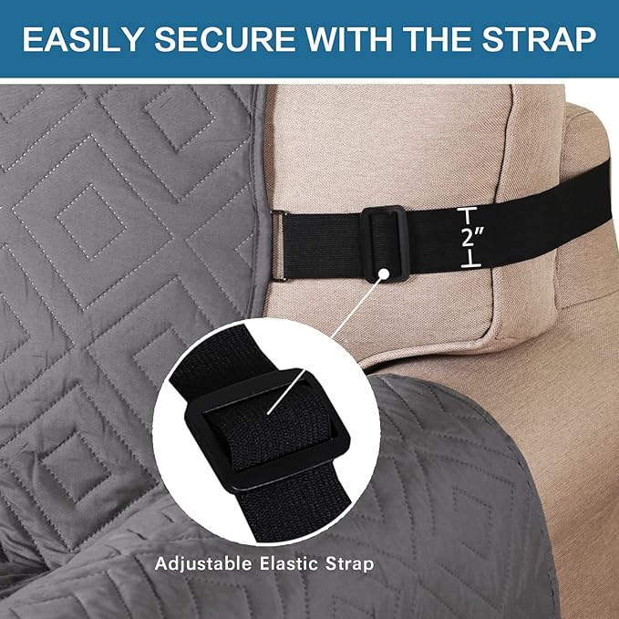 H.VERSAILTEX Reversible Loveseat Cover Furniture Protector Anti-Slip Water Resistant 2" Elastic Straps Couch Covers Pets Kids Fit Sitting Width Up to 54"(Oversized Loveseat: 75" x 98", Gray/Beige)