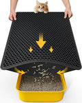 Cat Litter Mat - 23.2'' x 29.1'' Large Litter Trapping Mat, Easy to Clean Litter Box Mat, Waterproof, Urine-Proof, Non-Slip Kitty Litter Mats for Floor, Black