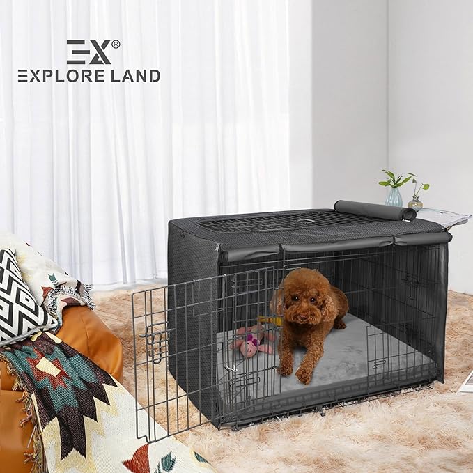 Explore Land Waterproof Dog Bed Cover Machine Washable Fluffy Dog Bed Replacement Cover for 48 Inch Crate, 48Lx30Wx4H inch, Gray