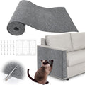 Cat Scratch Furniture Protector - 40" x 13.8" Trimmable Self-Adhesive Cats Claws Scratch Pads, DIY Cat Climbing Couch Protector for Scratch Post Cat Tree Replacement Indoor (Light Gray)