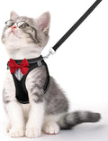 Cat Vest Harness and Leash Set for Walking Escape Proof, Adjustable Kitten Harness Breathable Mesh with Reflective Strips Harness for Kitty Puppy Bunny (Black,XS)