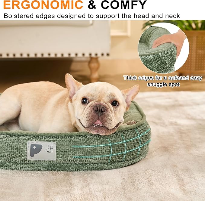 Orthopedic Cat Bed for Puppy & Kitten,Cat Sofa Bed with Egg Crate Foam Four Sided Dog Couch Beds with Removable Cover & Non-Slip Bottom Green XS